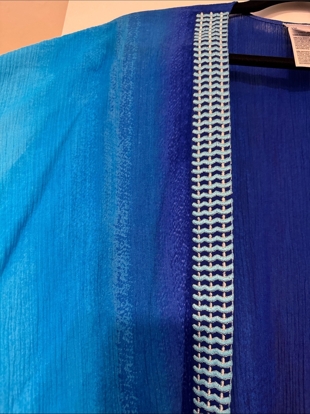 Chicos Blue Turquoise Ombre Sheer Kimono Cover Up Vacation Beach Glamour Top - Picture 4 of 9